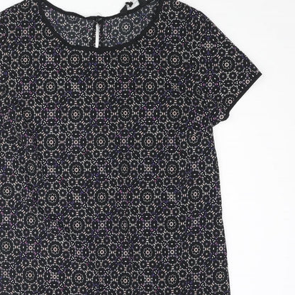 New Look Womens Multicoloured Geometric Polyester Shift Size 16 Round Neck Button