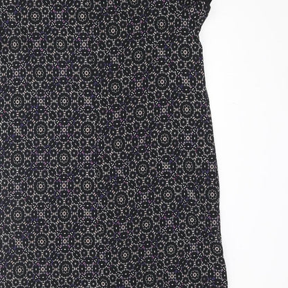 New Look Womens Multicoloured Geometric Polyester Shift Size 16 Round Neck Button