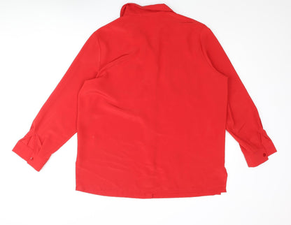 Womens UK Size 16 St Michael Red Basic Button-Up