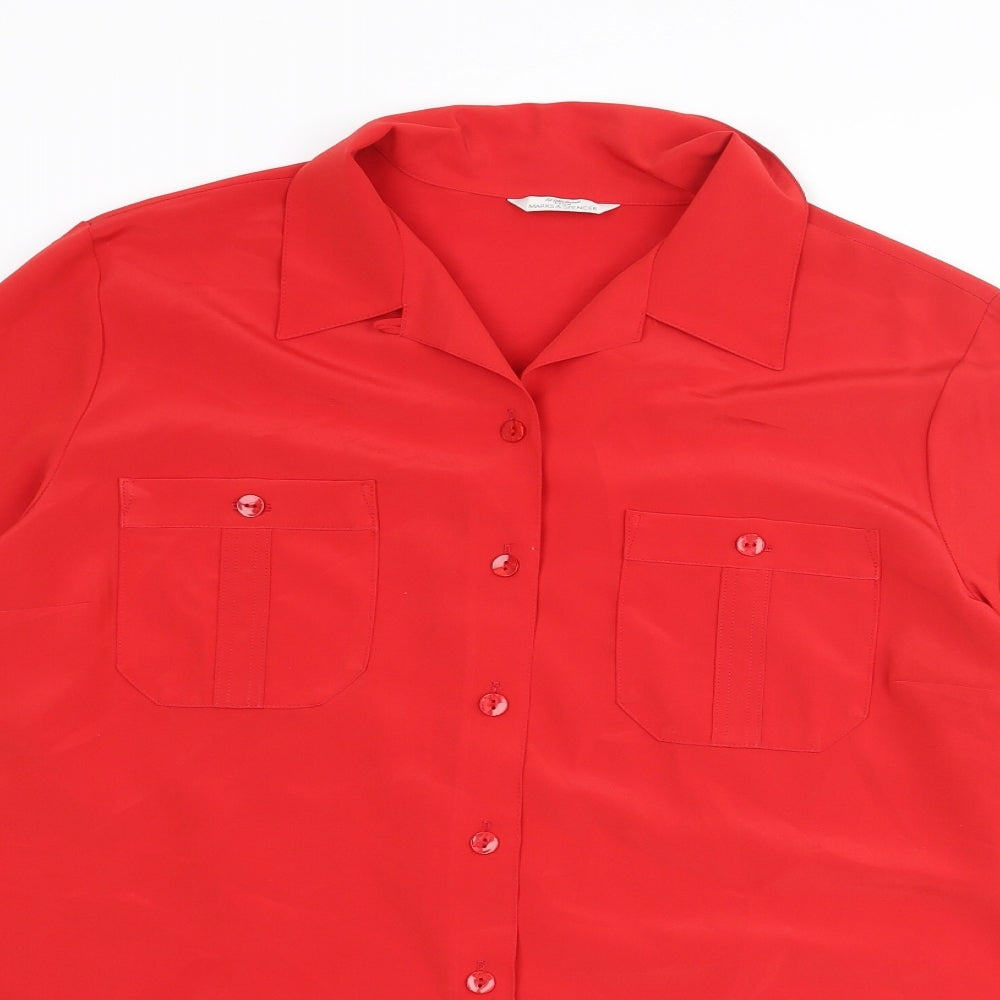 Womens UK Size 16 St Michael Red Basic Button-Up