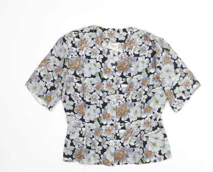 Amalita Womens Multicoloured Floral Polyester Basic Blouse Size 16 V-Neck