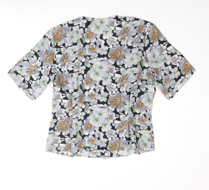 Amalita Womens Multicoloured Floral Polyester Basic Blouse Size 16 V-Neck