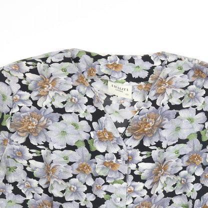 Amalita Womens Multicoloured Floral Polyester Basic Blouse Size 16 V-Neck