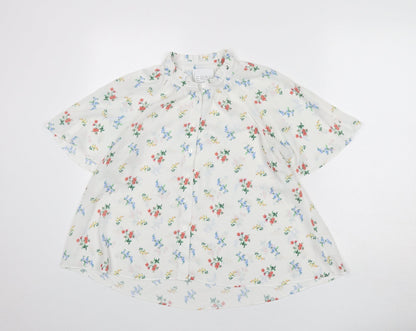 Erin Fetherston Womens White Floral Polyester Basic Button-Up Size 12 Collared