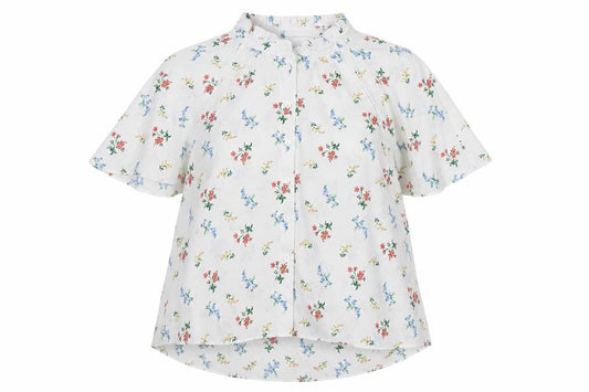 Erin Fetherston Womens White Floral Polyester Basic Button-Up Size 12 Collared