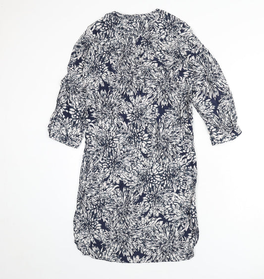 Apricot Womens Multicoloured Floral Viscose Shirt Dress Size 10 V-Neck Button