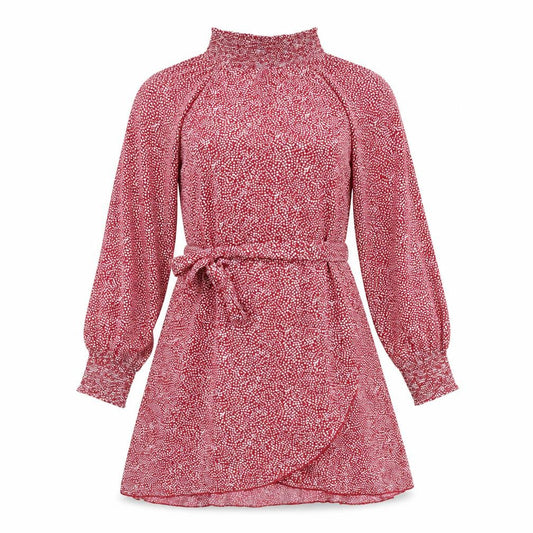 Influence Womens Red Polka Dot Polyester A-Line Size 8 Mock Neck Pullover