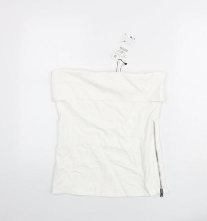 Womens UK Size L Zara White Basic T-Shirt