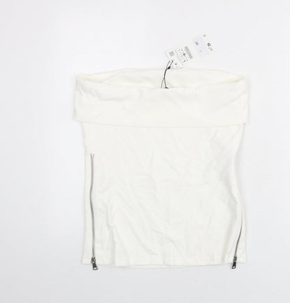 Womens UK Size L Zara White Basic T-Shirt