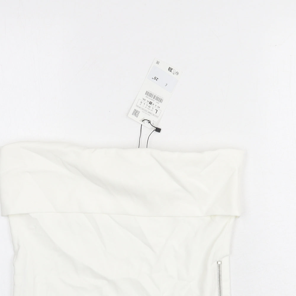 Womens UK Size L Zara White Basic T-Shirt