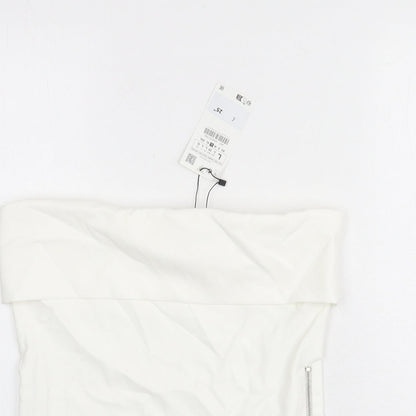 Womens UK Size L Zara White Basic T-Shirt