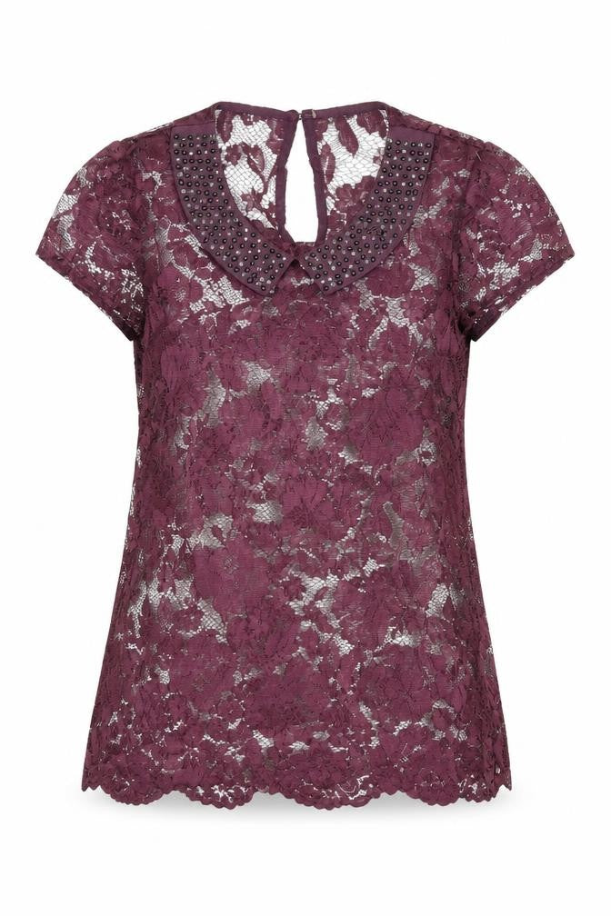 Womens UK Size 8 Warehouse Purple Basic T-Shirt