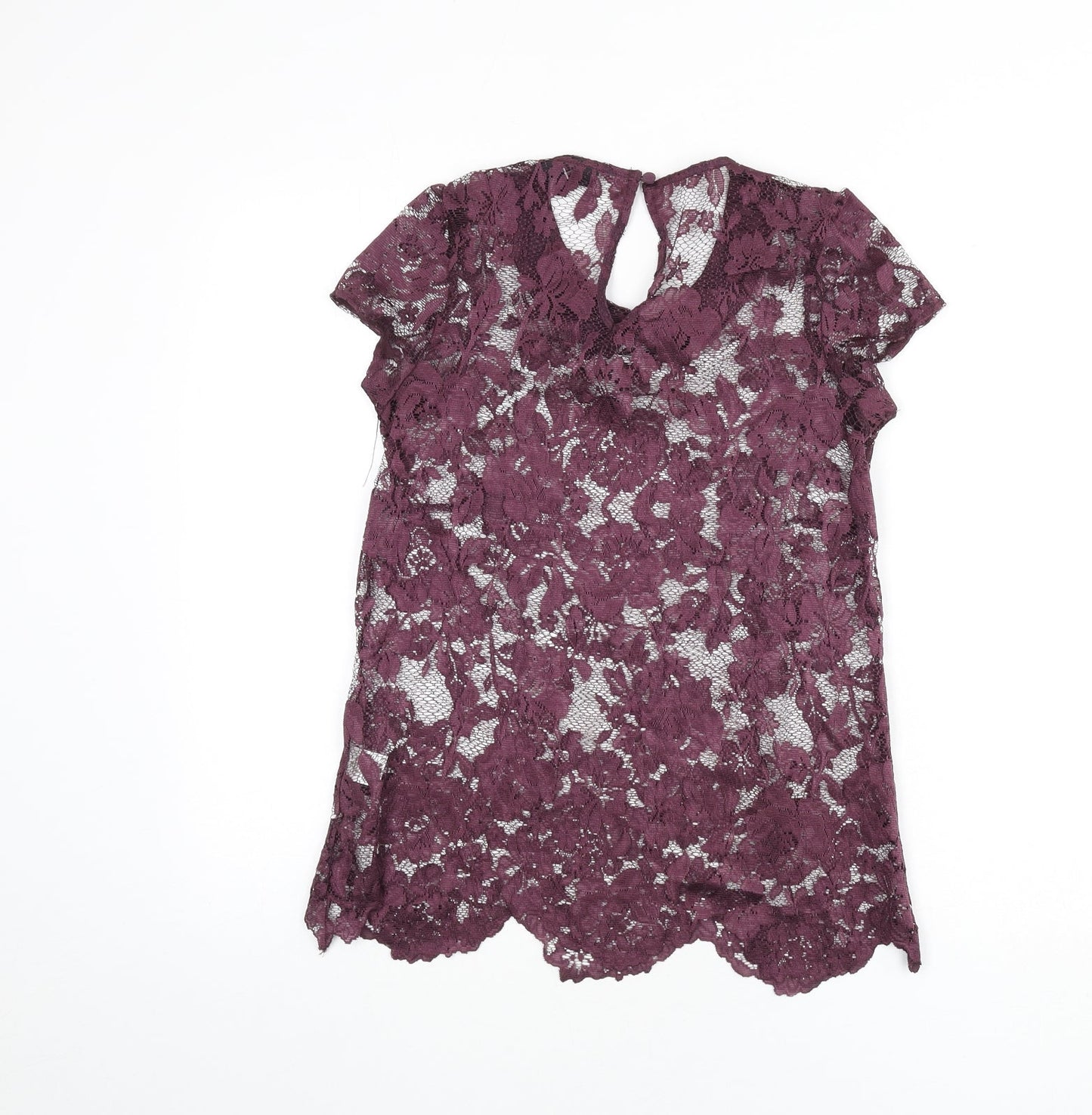 Womens UK Size 8 Warehouse Purple Basic T-Shirt