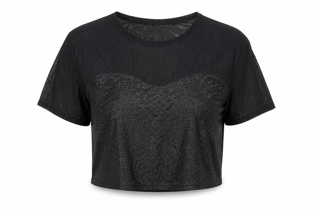 Womens UK Size S Divided by H&M Black Cropped T-Shirt