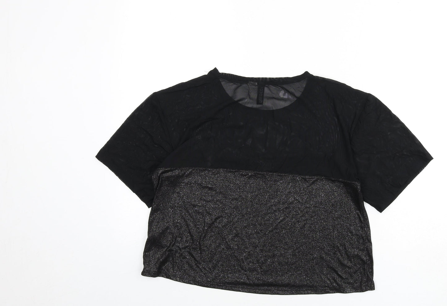 Womens UK Size S Divided by H&M Black Cropped T-Shirt