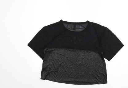 Womens UK Size S Divided by H&M Black Cropped T-Shirt