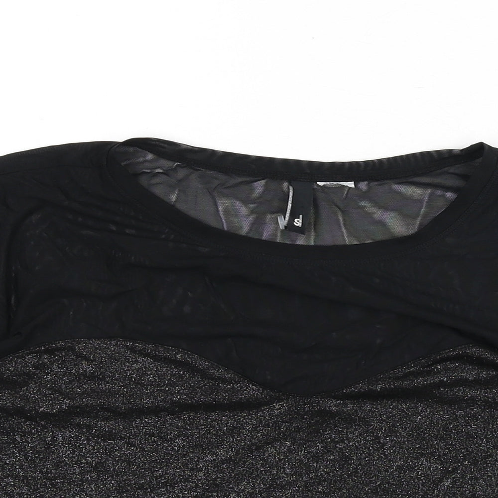 Womens UK Size S Divided by H&M Black Cropped T-Shirt