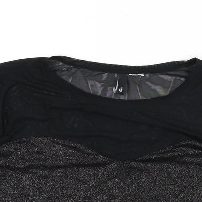 Womens UK Size S Divided by H&M Black Cropped T-Shirt