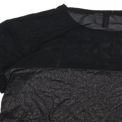 Womens UK Size S Divided by H&M Black Cropped T-Shirt