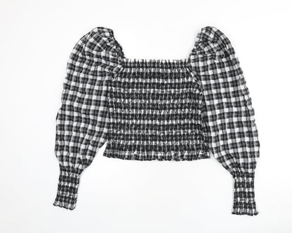 Womens UK Size M H&M Grey Cropped Blouse