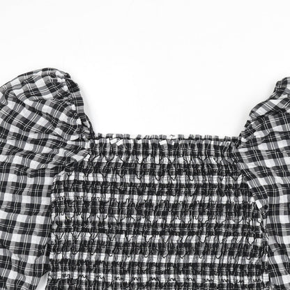 Womens UK Size M H&M Grey Cropped Blouse