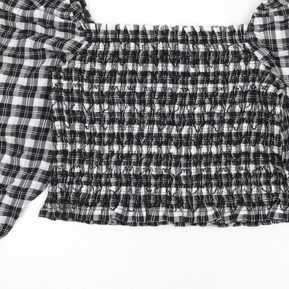 Womens UK Size M H&M Grey Cropped Blouse