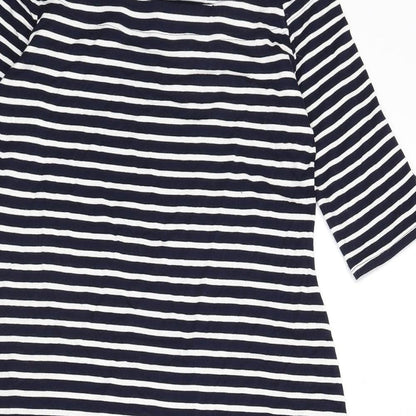 BLU Womens Blue Striped Viscose Bodycon Size 12 Off the Shoulder Pullover