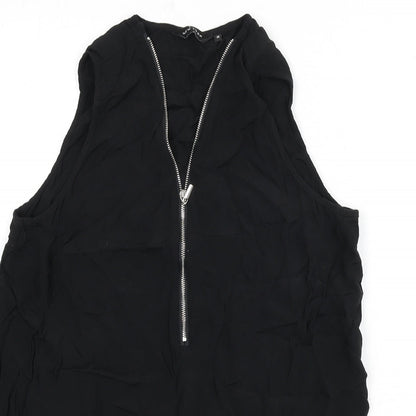 New Look Womens Black Viscose Basic Tank Size 14 V-Neck