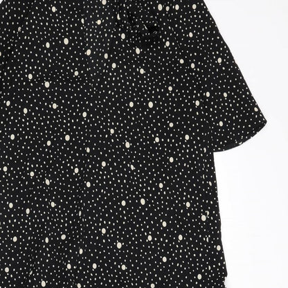 Topshop Womens Black Polka Dot Polyester A-Line Size 8 V-Neck Tie