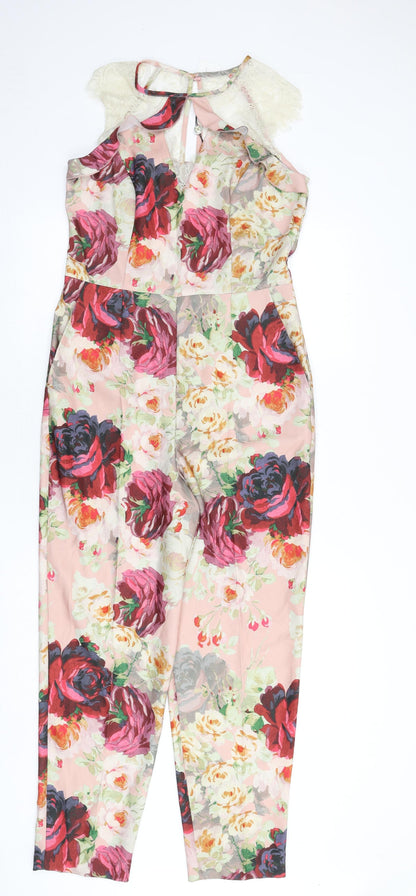 NEXT Womens Multicoloured Floral Polyester Jumpsuit One-Piece Size 10 L27 in Button - Lace Trim