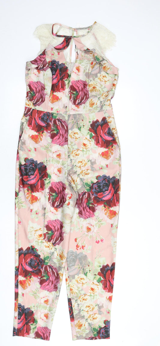 NEXT Womens Multicoloured Floral Polyester Jumpsuit One-Piece Size 10 L27 in Button - Lace Trim