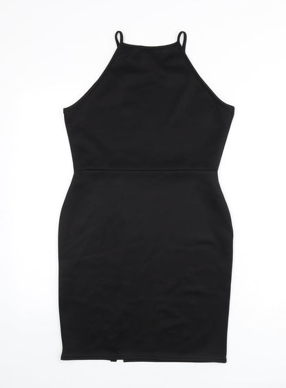 Missguided Womens Black Polyester Bodycon Size 12 Round Neck Pullover