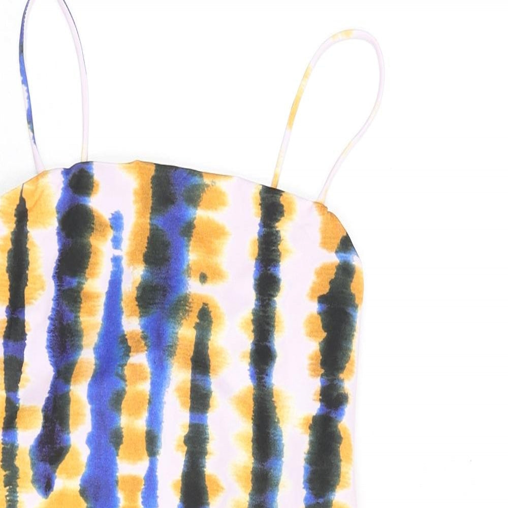 Zara Womens Multicoloured Geometric Polyester Leotard One-Piece Size M Pullover