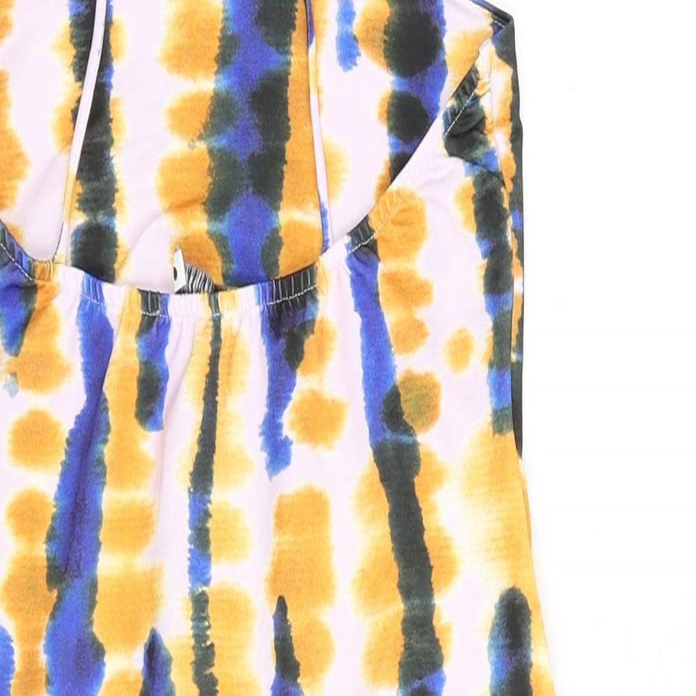 Zara Womens Multicoloured Geometric Polyester Leotard One-Piece Size M Pullover