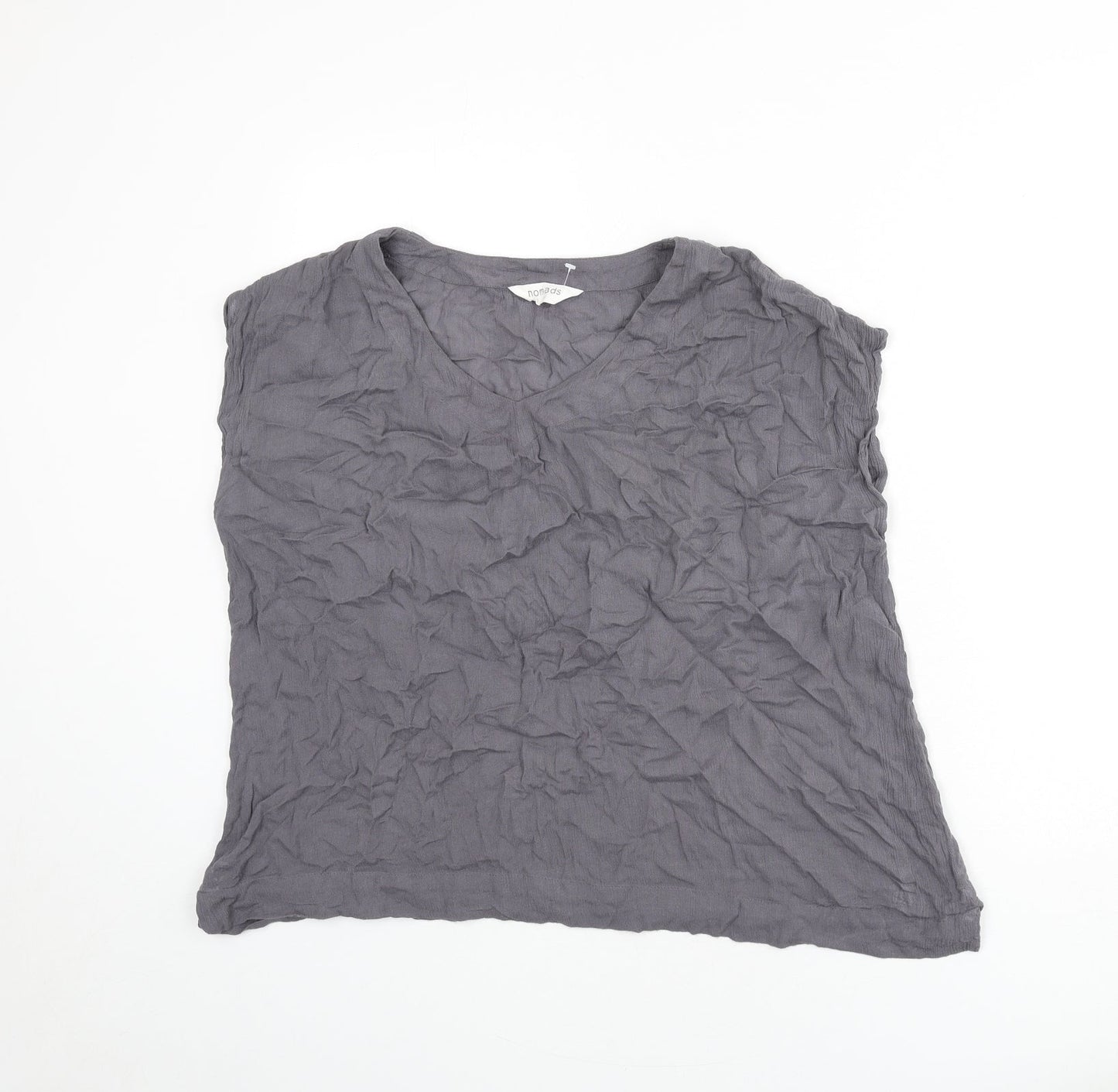 Nomad Womens Grey Viscose Basic Blouse Size 12 V-Neck