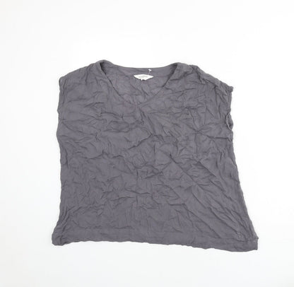Nomad Womens Grey Viscose Basic Blouse Size 12 V-Neck