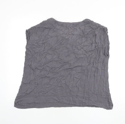 Nomad Womens Grey Viscose Basic Blouse Size 12 V-Neck
