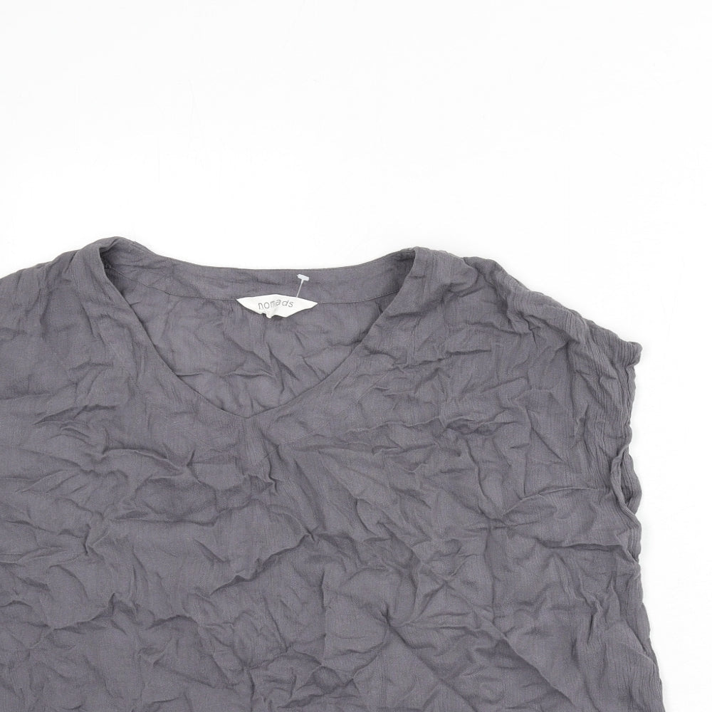 Nomad Womens Grey Viscose Basic Blouse Size 12 V-Neck