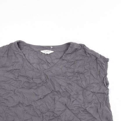 Nomad Womens Grey Viscose Basic Blouse Size 12 V-Neck