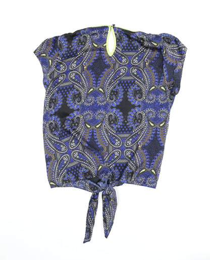 M&Co Womens Multicoloured Paisley Polyester Basic Blouse Size 16 Round Neck - Tie Front