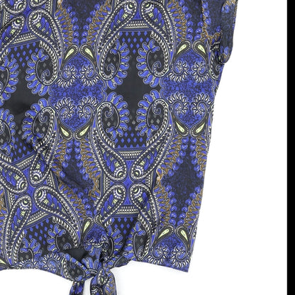 M&Co Womens Multicoloured Paisley Polyester Basic Blouse Size 16 Round Neck - Tie Front