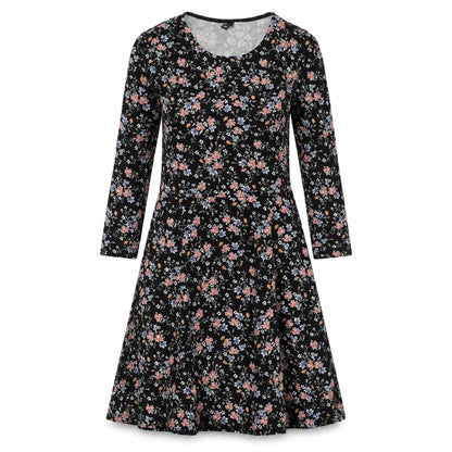 Divided by H&M Womens Black Floral Polyester A-Line Size 10 Round Neck Pullover