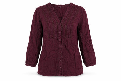 Debenhams Womens Purple 100% Cotton Basic Button-Up Size 10 V-Neck - Tie Detail