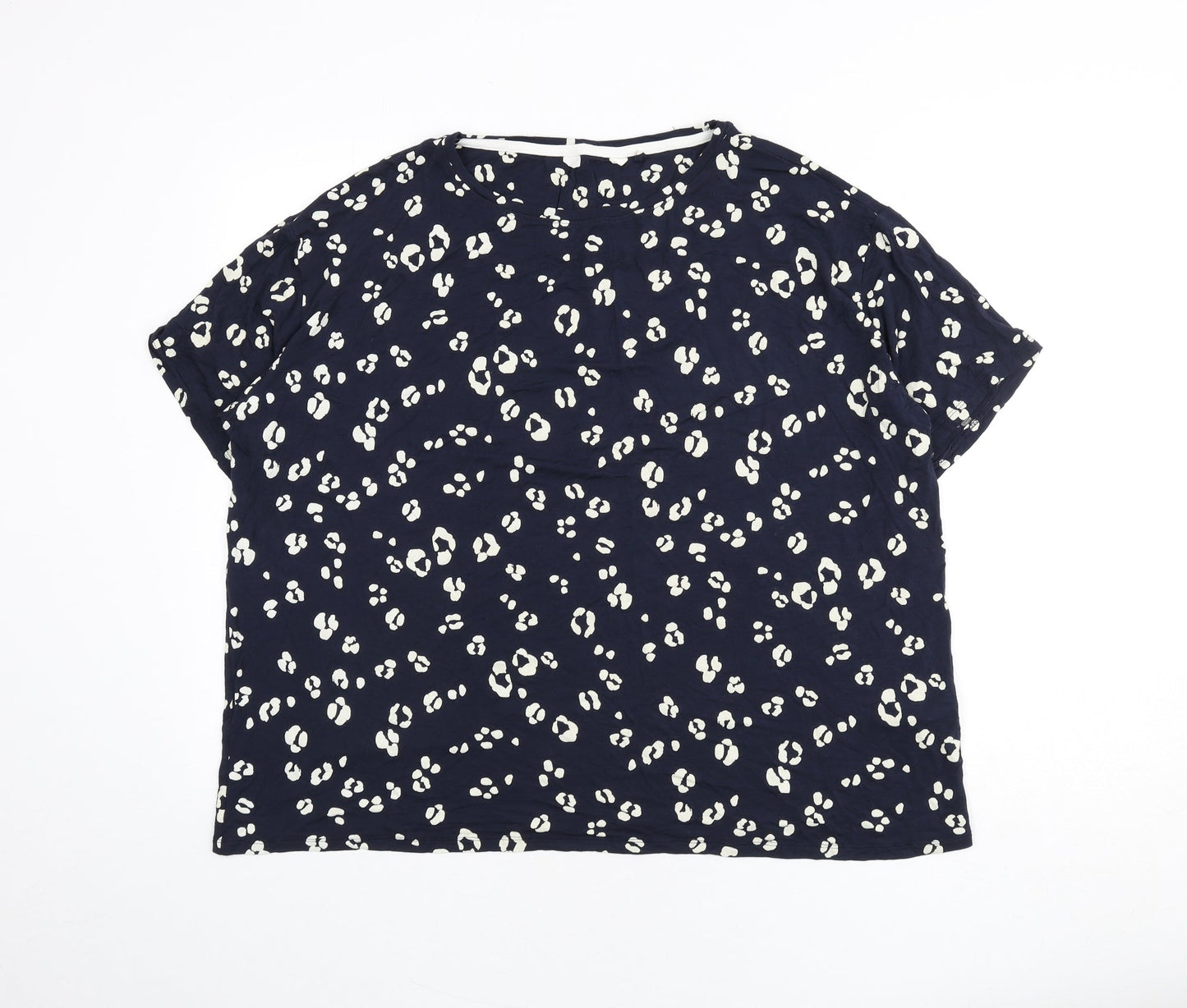Marks and Spencer Womens Blue Geometric Viscose Top Pyjama Top Size 22
