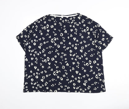 Marks and Spencer Womens Blue Geometric Viscose Top Pyjama Top Size 22
