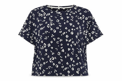 Marks and Spencer Womens Blue Geometric Viscose Top Pyjama Top Size 22