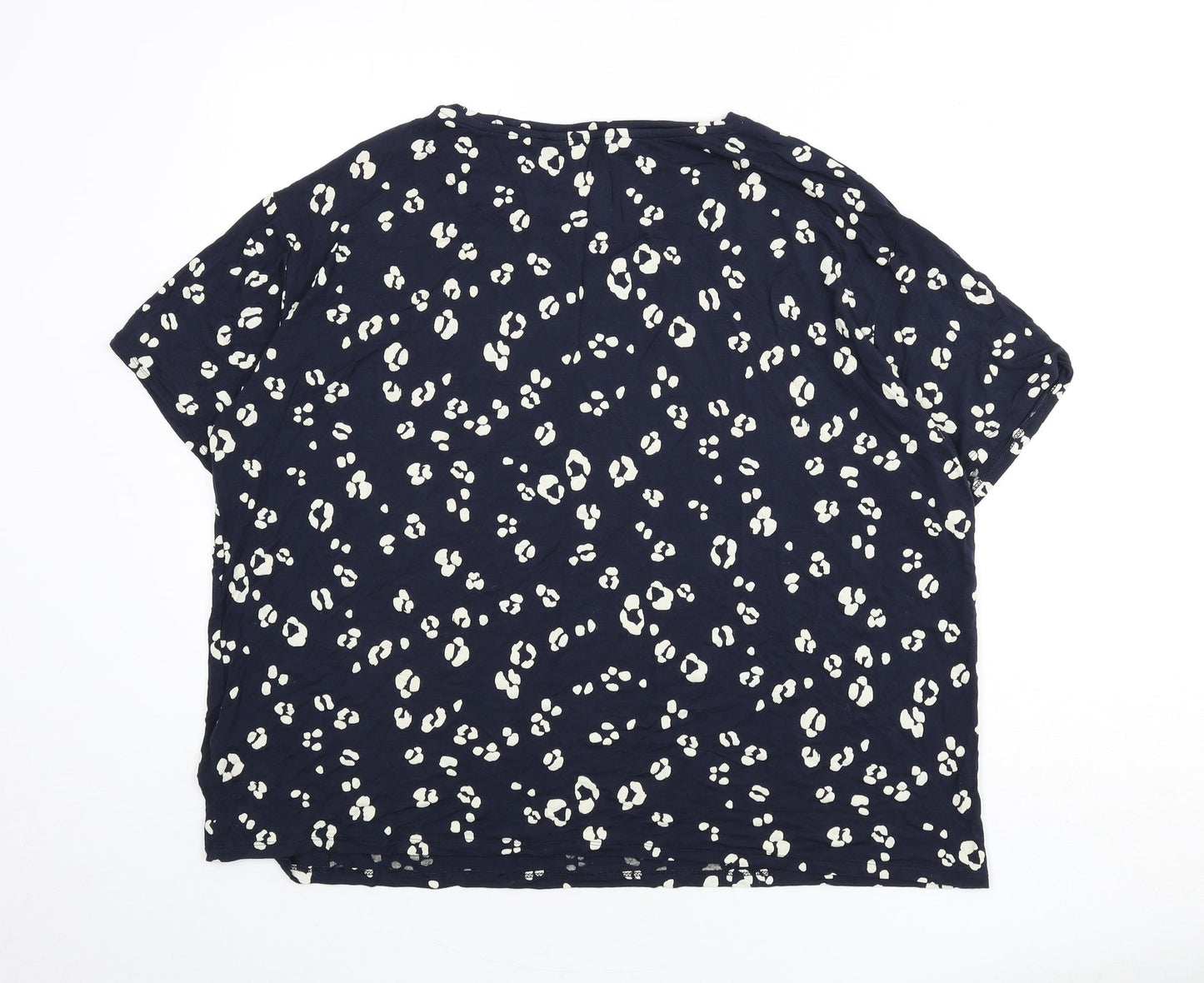 Marks and Spencer Womens Blue Geometric Viscose Top Pyjama Top Size 22