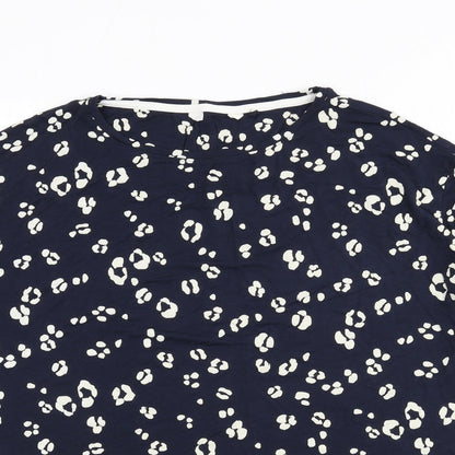 Marks and Spencer Womens Blue Geometric Viscose Top Pyjama Top Size 22