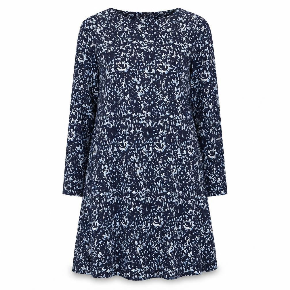 M&Co Womens Blue Geometric Viscose A-Line Size 10 Round Neck Pullover