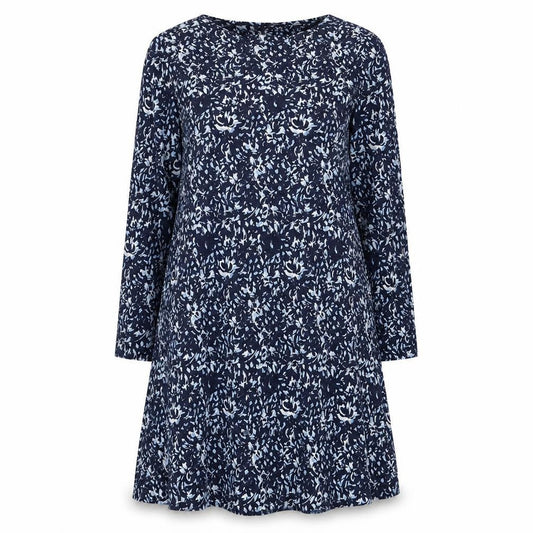 M&Co Womens Blue Geometric Viscose A-Line Size 10 Round Neck Pullover